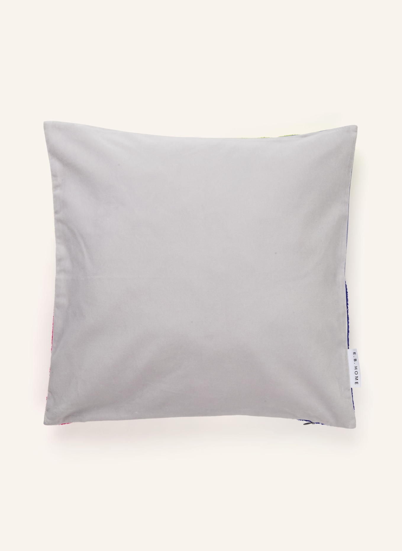 EB HOME Housse de coussin décorative: GRIS / ROSE FUCHSIA / BLEU