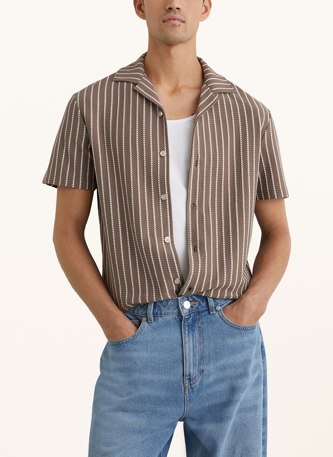 REISS Resorthemd PERCY Regular Fit: BRAUN / WEISS