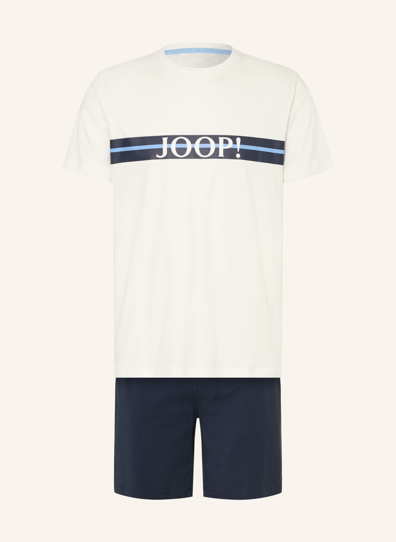 JOOP! Shorty-pyjama: WIT / DONKERBLAUW / BLAUW