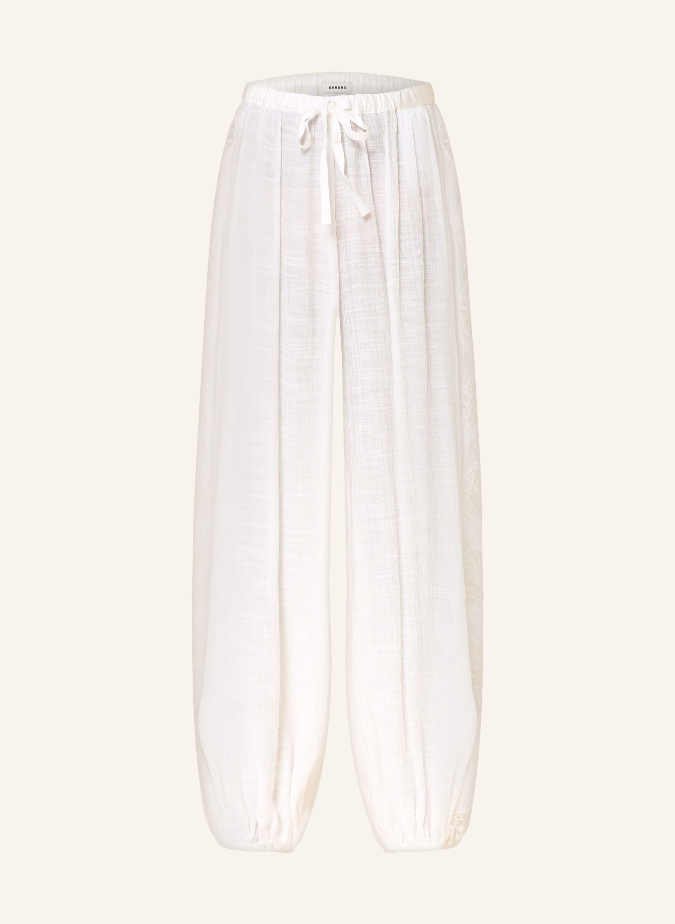 SANDRO 7/8-Hose mit Spitze: WEISS