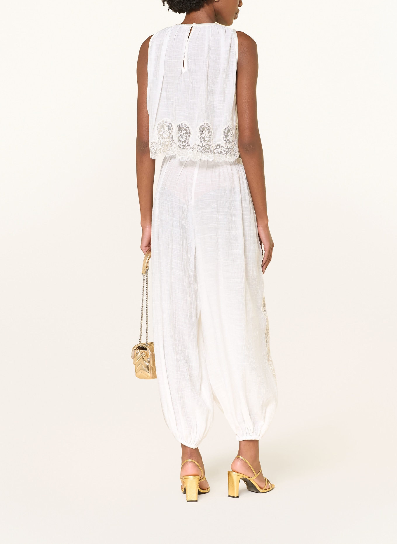 SANDRO 7/8-Hose mit Spitze: WEISS