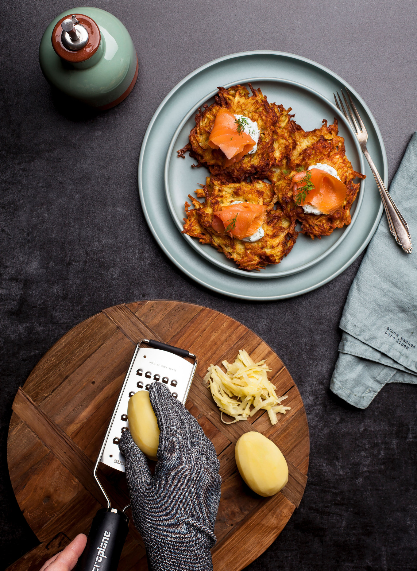 Microplane beschermende handschoen: ZWART / WIT