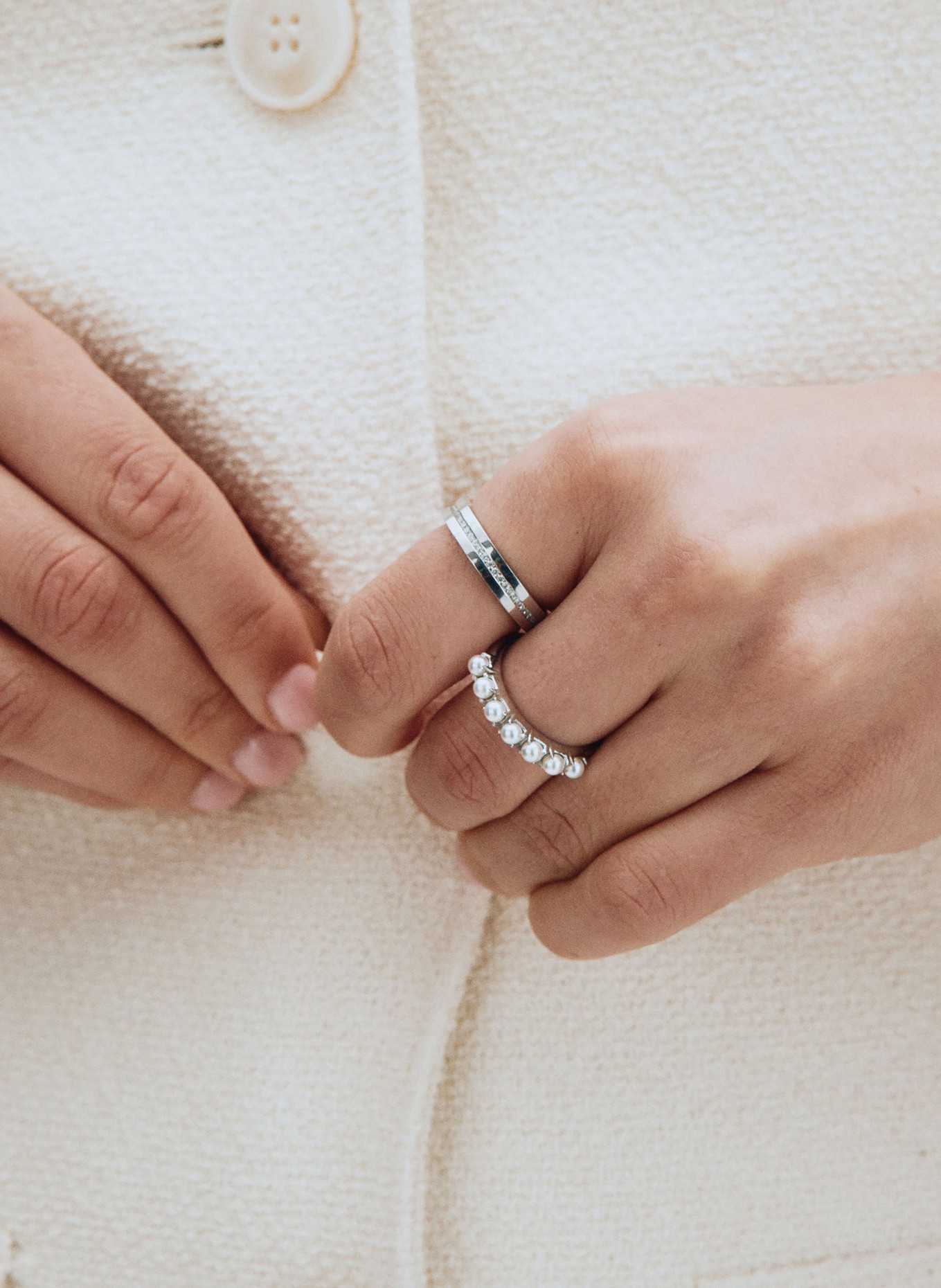 EDBLAD Ring LILO: SILBER / WEISS