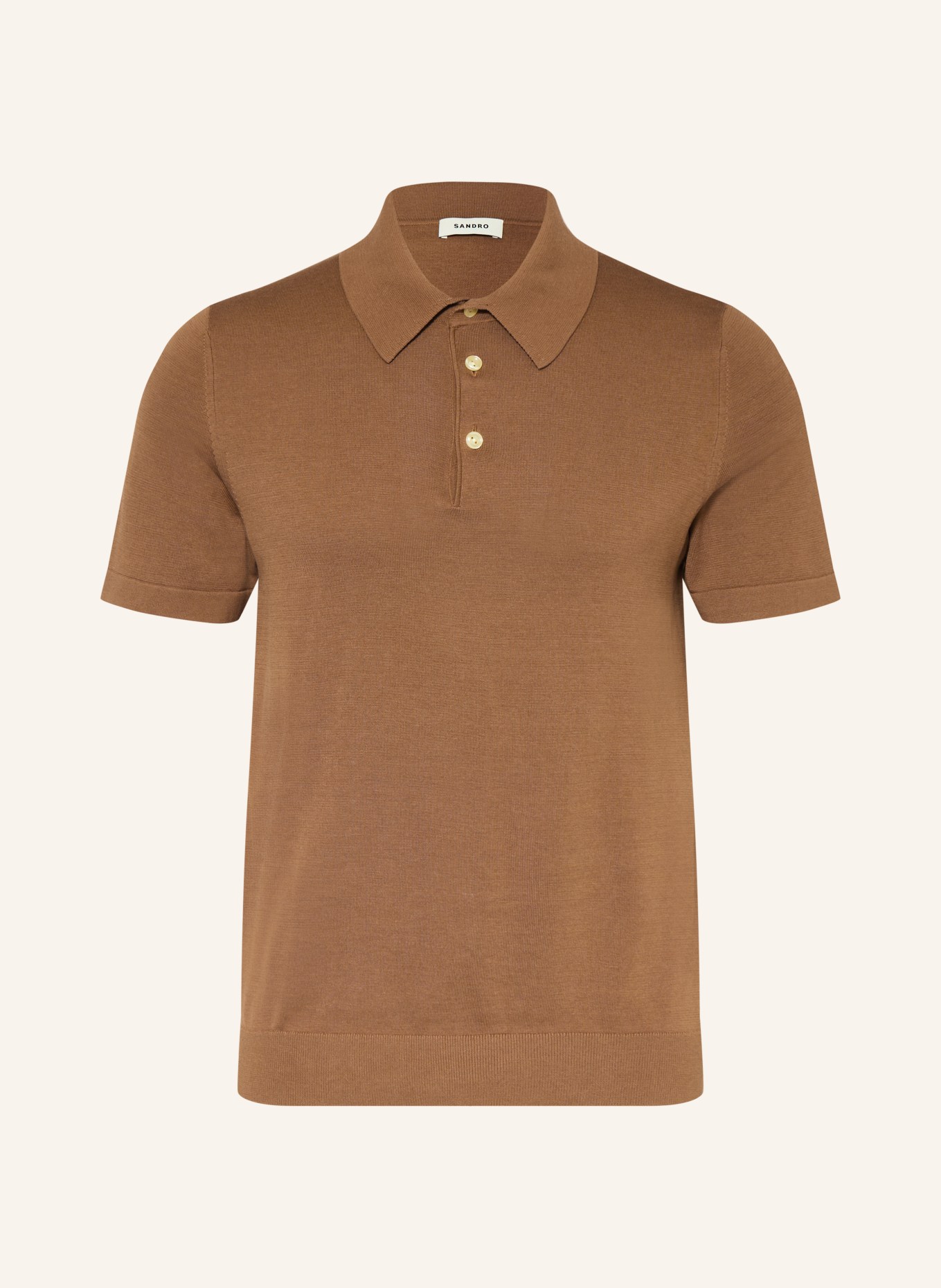 SANDRO Strick-Poloshirt: COGNAC
