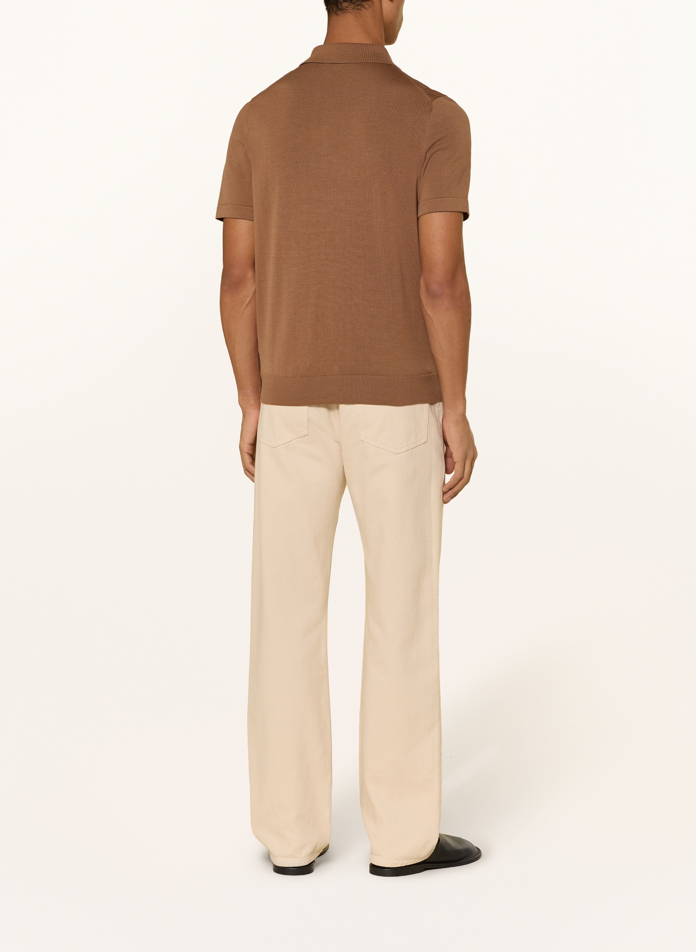 SANDRO Strick-Poloshirt: COGNAC