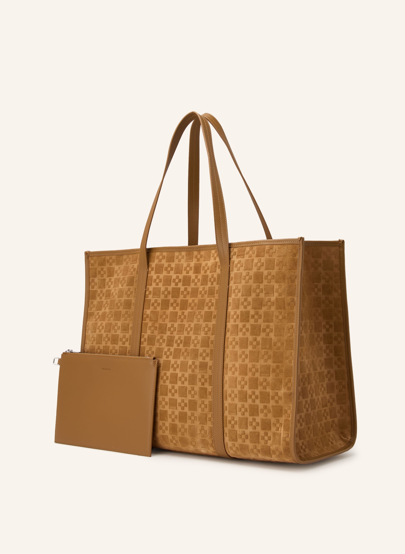 SANDRO Shopper mit Pouch: CAMEL