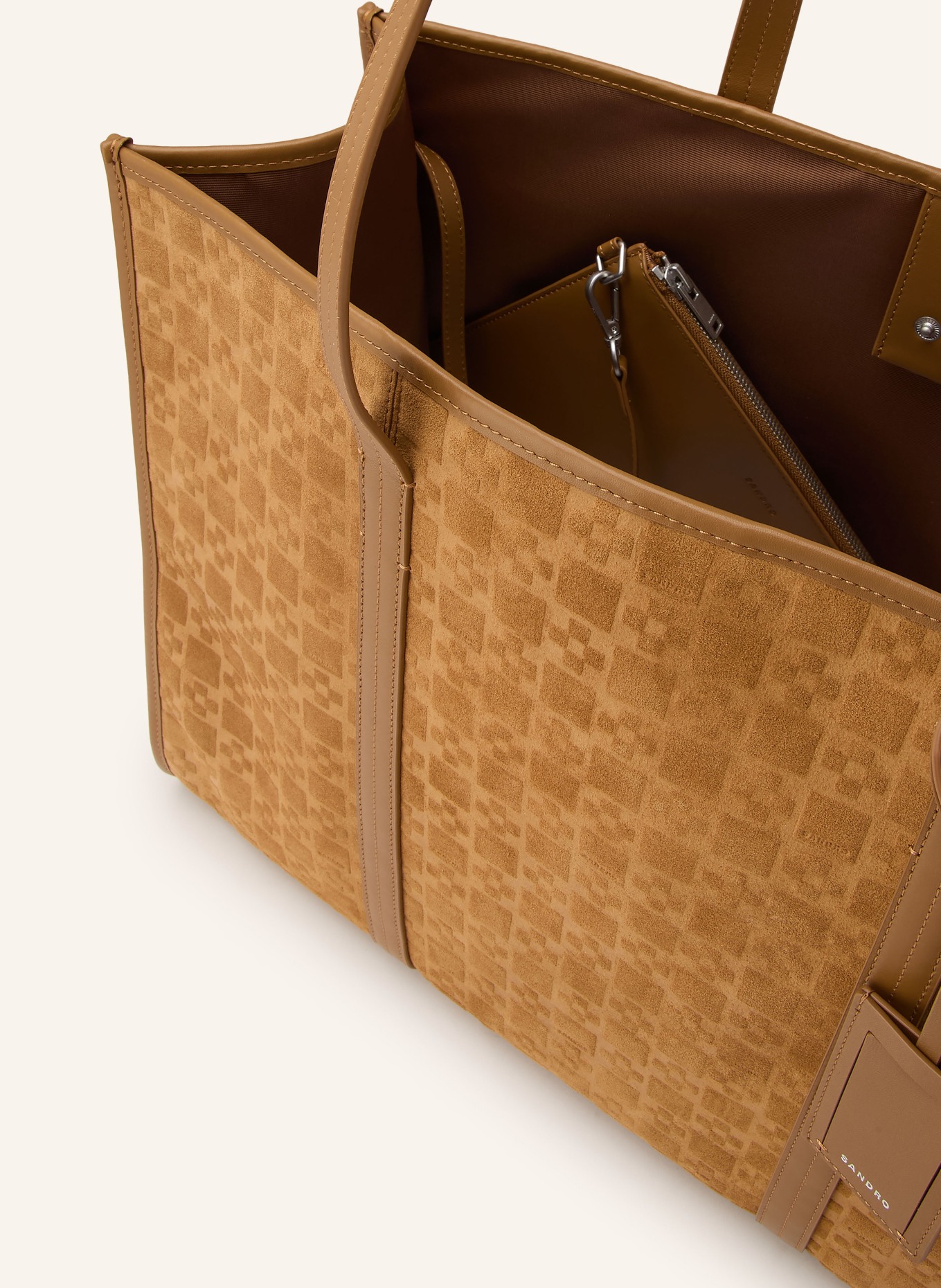 SANDRO Shopper mit Pouch: CAMEL