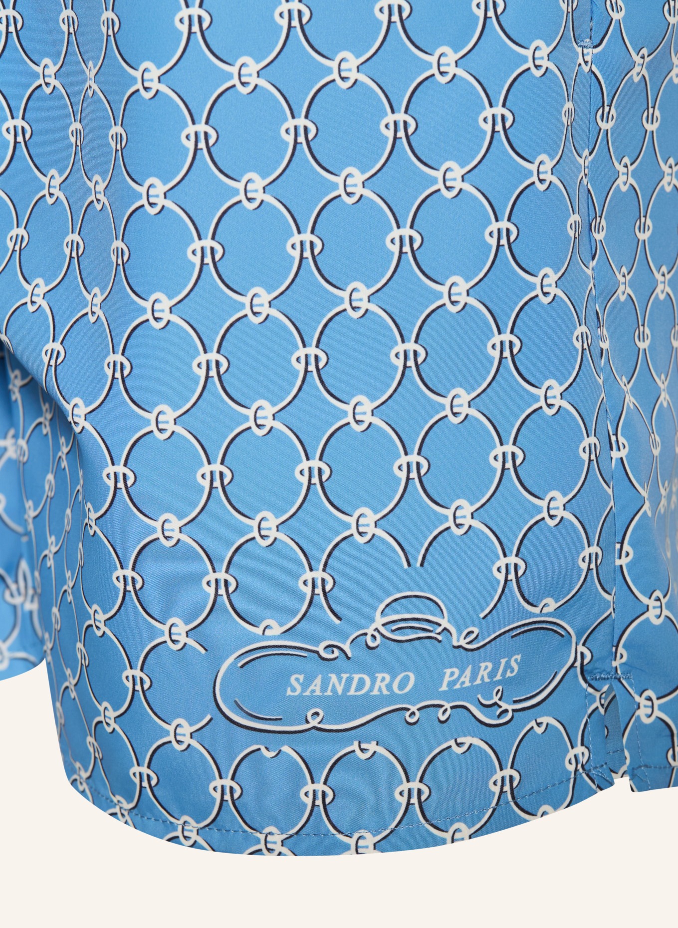 SANDRO Badeshorts: HELLBLAU / WEISS / SCHWARZ