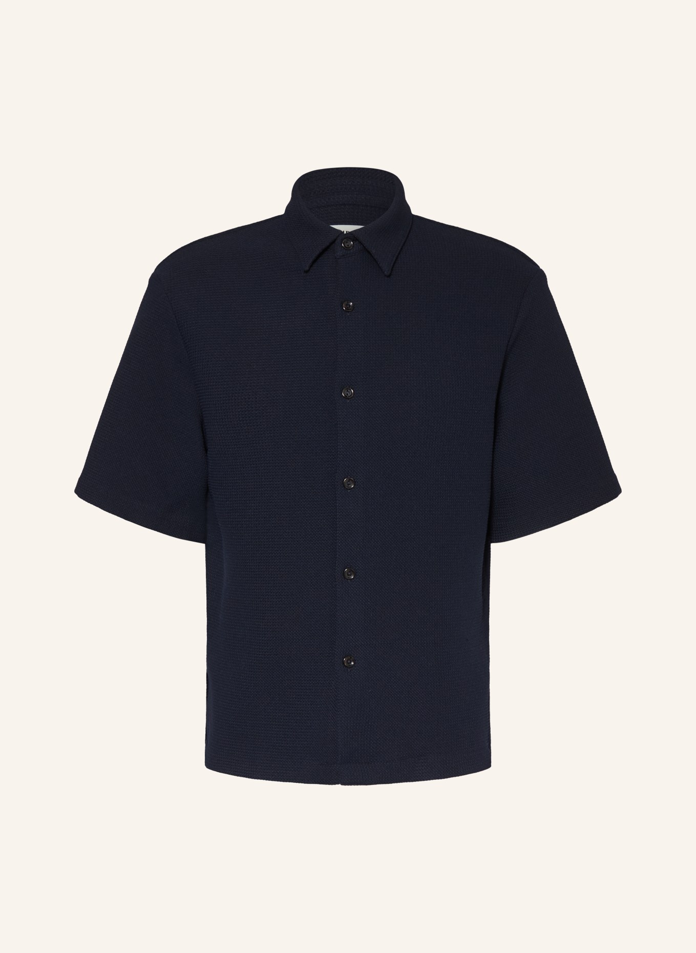 SANDRO Kurzarm-Hemd Slim Fit aus Piqué: DUNKELBLAU