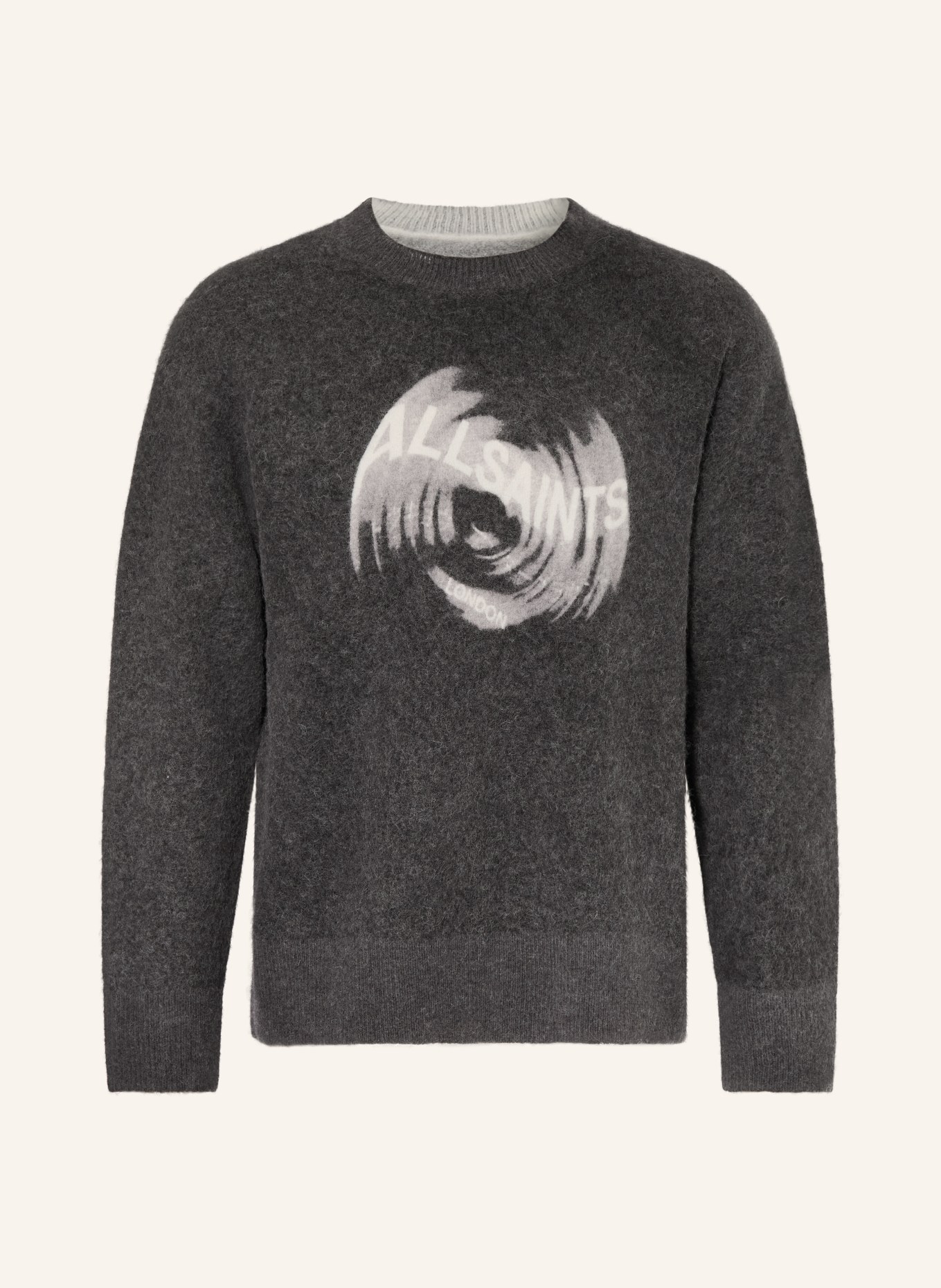 ALLSAINTS SPINNIN sweater with alpaca: DARK GRAY / CREAM / GRAY