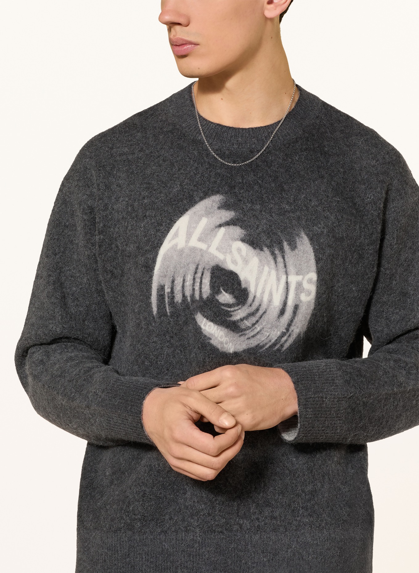 ALLSAINTS SPINNIN sweater with alpaca: DARK GRAY / CREAM / GRAY