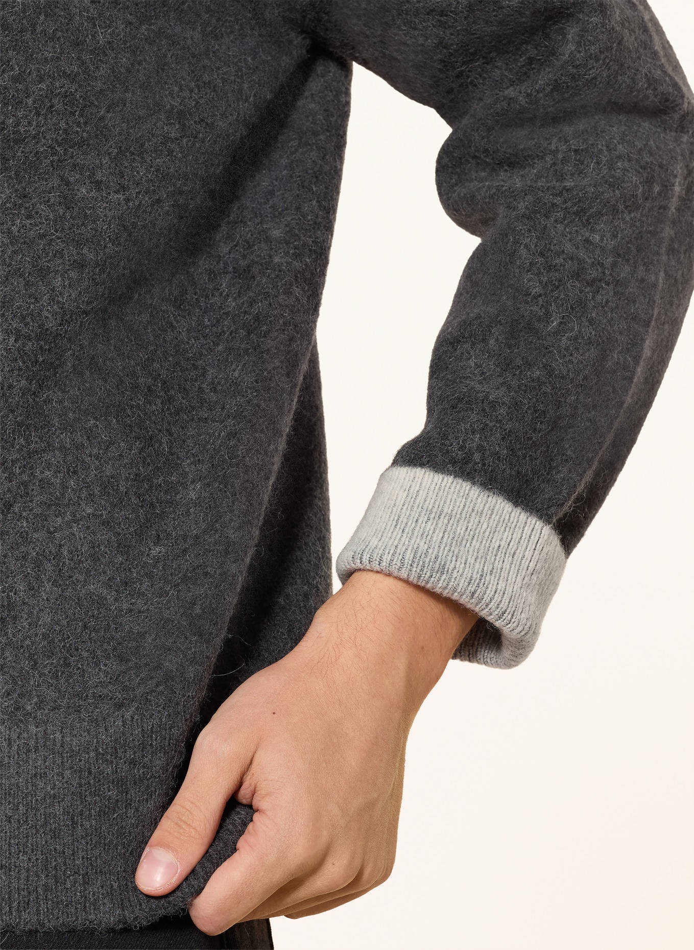 ALLSAINTS SPINNIN sweater with alpaca: DARK GRAY / CREAM / GRAY