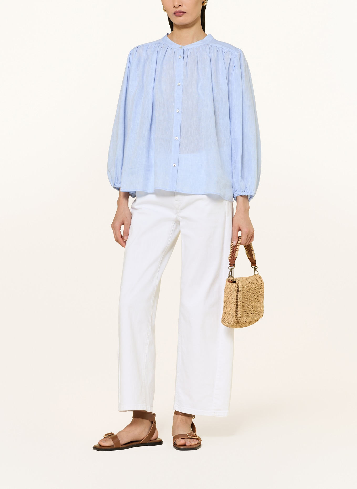 van Laack Linnen blouse VL-CIRAH-SVKN: LICHTBLAUW