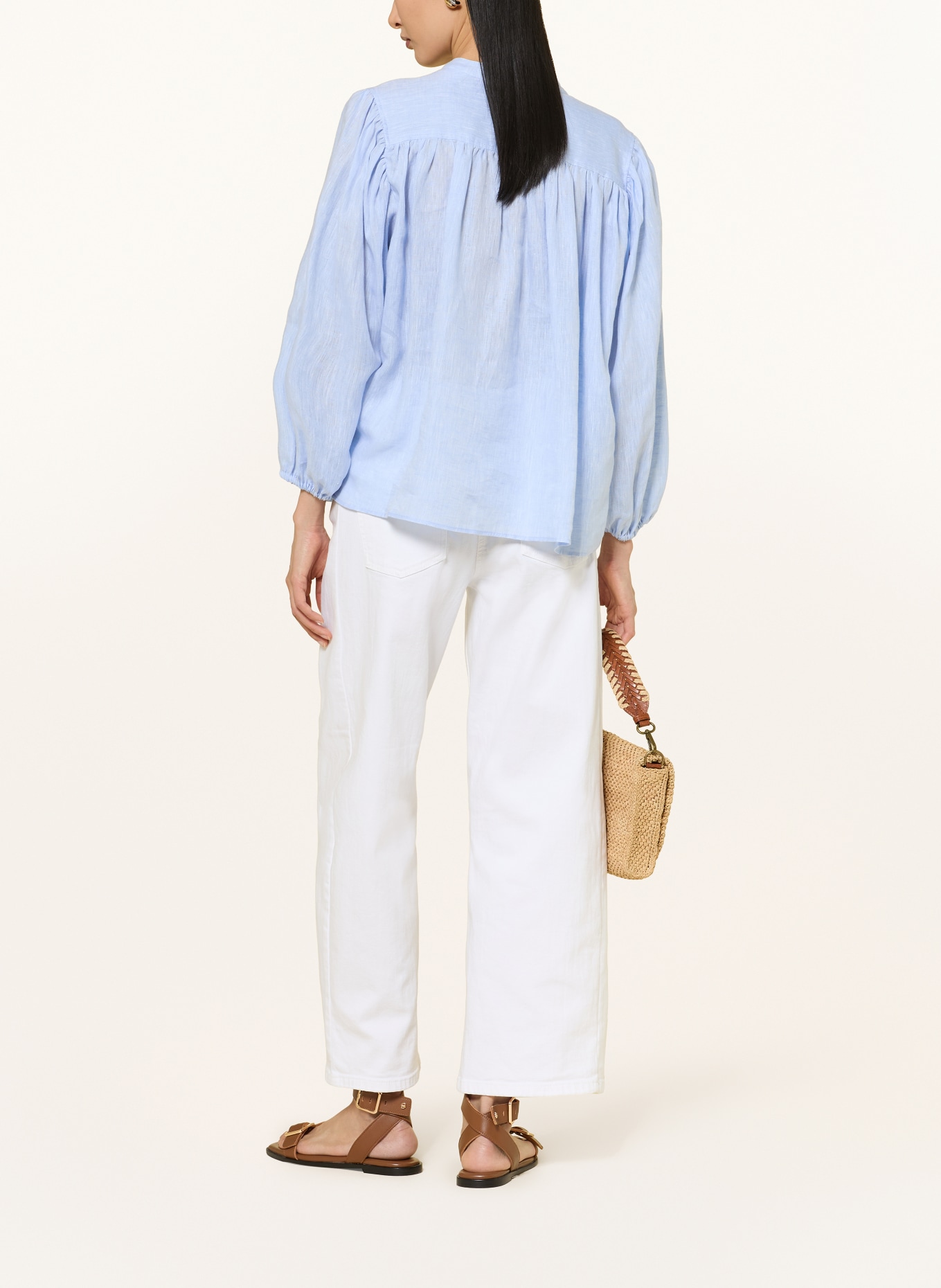 van Laack Linnen blouse VL-CIRAH-SVKN: LICHTBLAUW