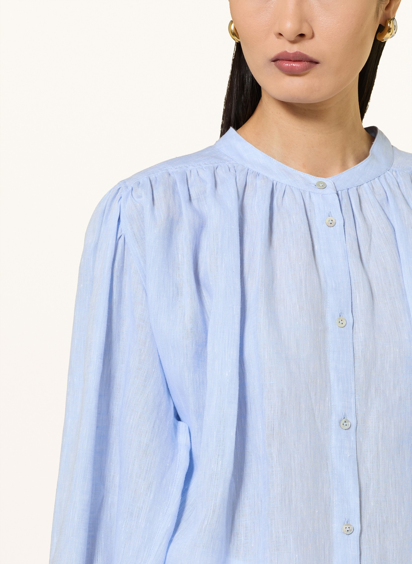 van Laack Linnen blouse VL-CIRAH-SVKN: LICHTBLAUW