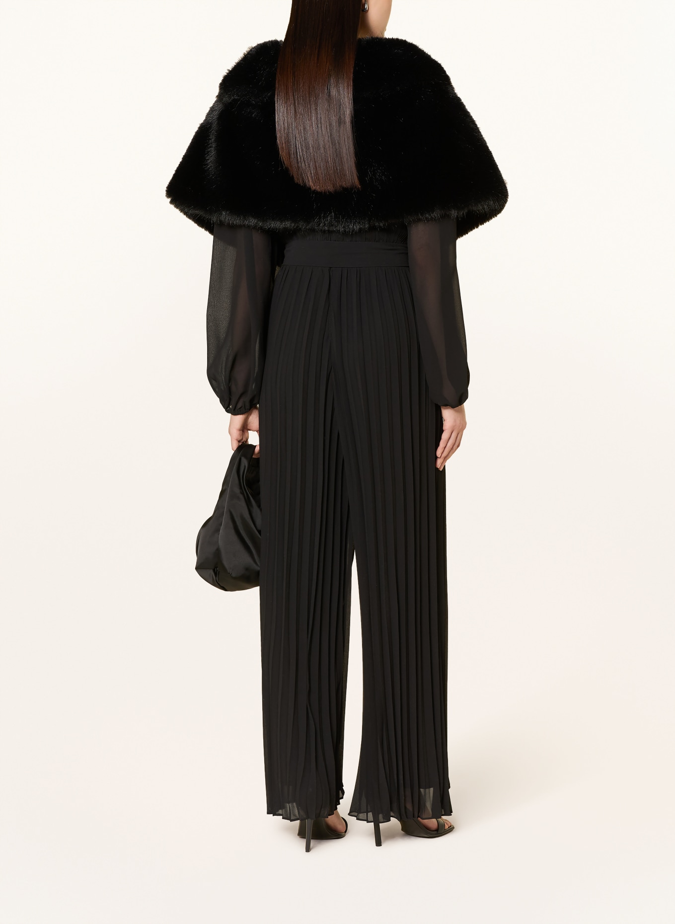 Joseph Ribkoff SIGNATURE Kunstfell-Bolero mit Schmucksteinen: SCHWARZ