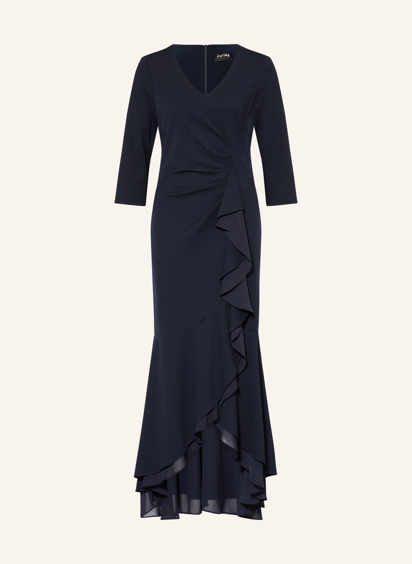 Joseph Ribkoff SIGNATURE Rochie de seară cu mâneci 3/4 și volane: ALBASTRU ÎNCHIS