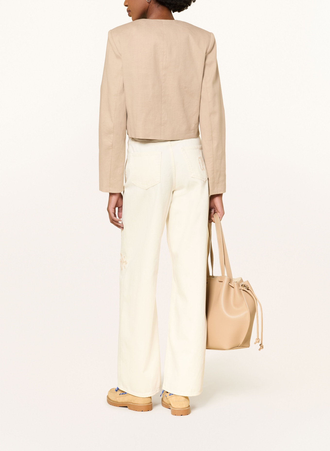 CLAUDIE PIERLOT Kastenjacke mit Leinen: BEIGE / GOLD