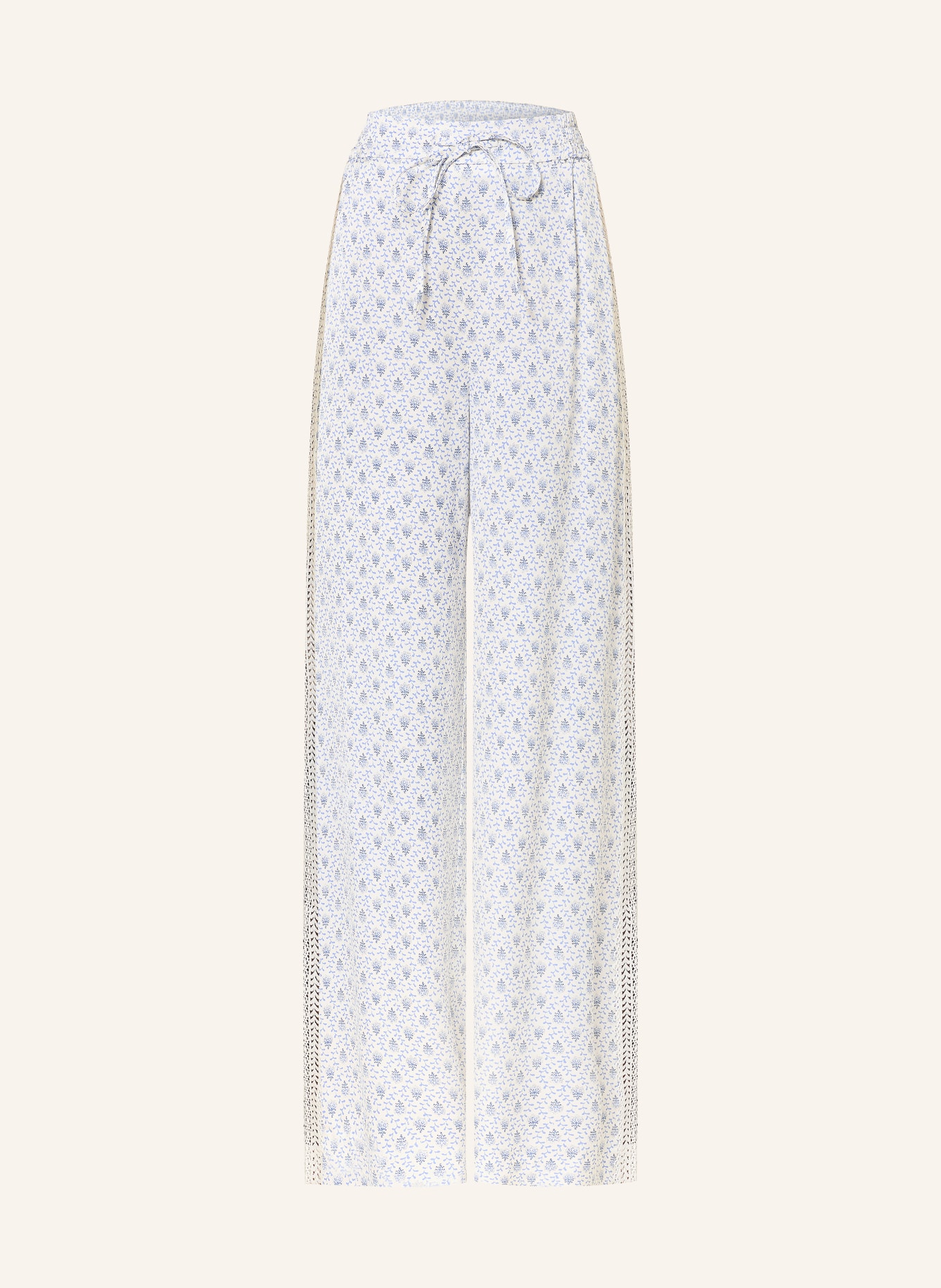CLAUDIE PIERLOT Satinhose mit Spitze: WEISS / HELLBLAU / DUNKELBLAU