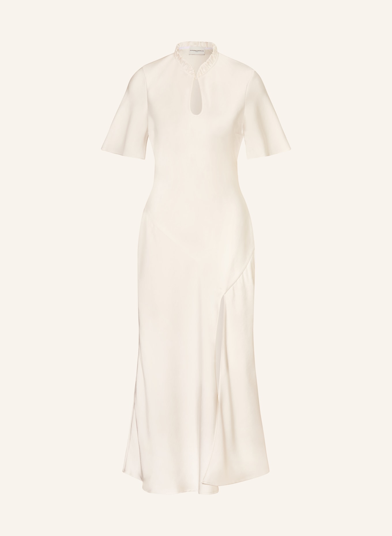 CLAUDIE PIERLOT Satinkleid mit Rüschen: ECRU