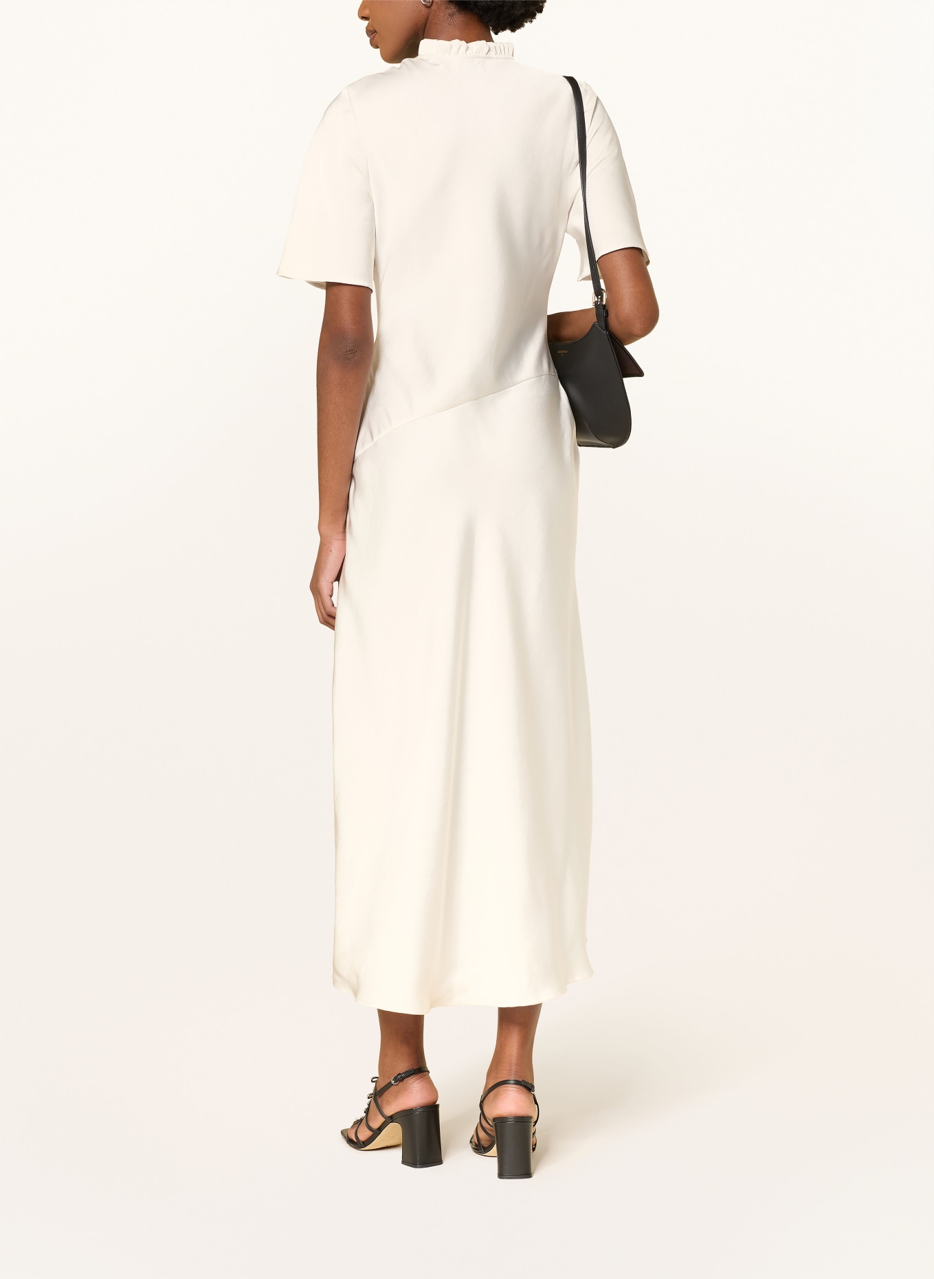 CLAUDIE PIERLOT Satinkleid mit Rüschen: ECRU