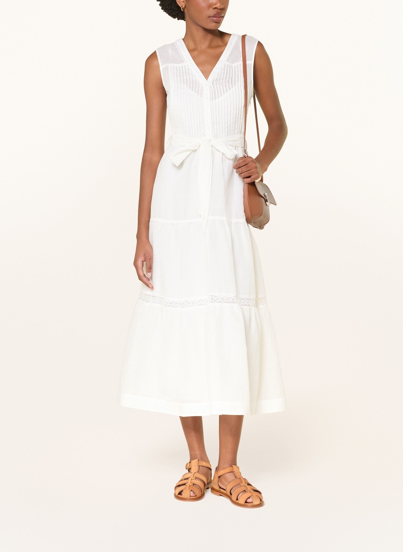 CLAUDIE PIERLOT Kleid mit Spitze: ECRU