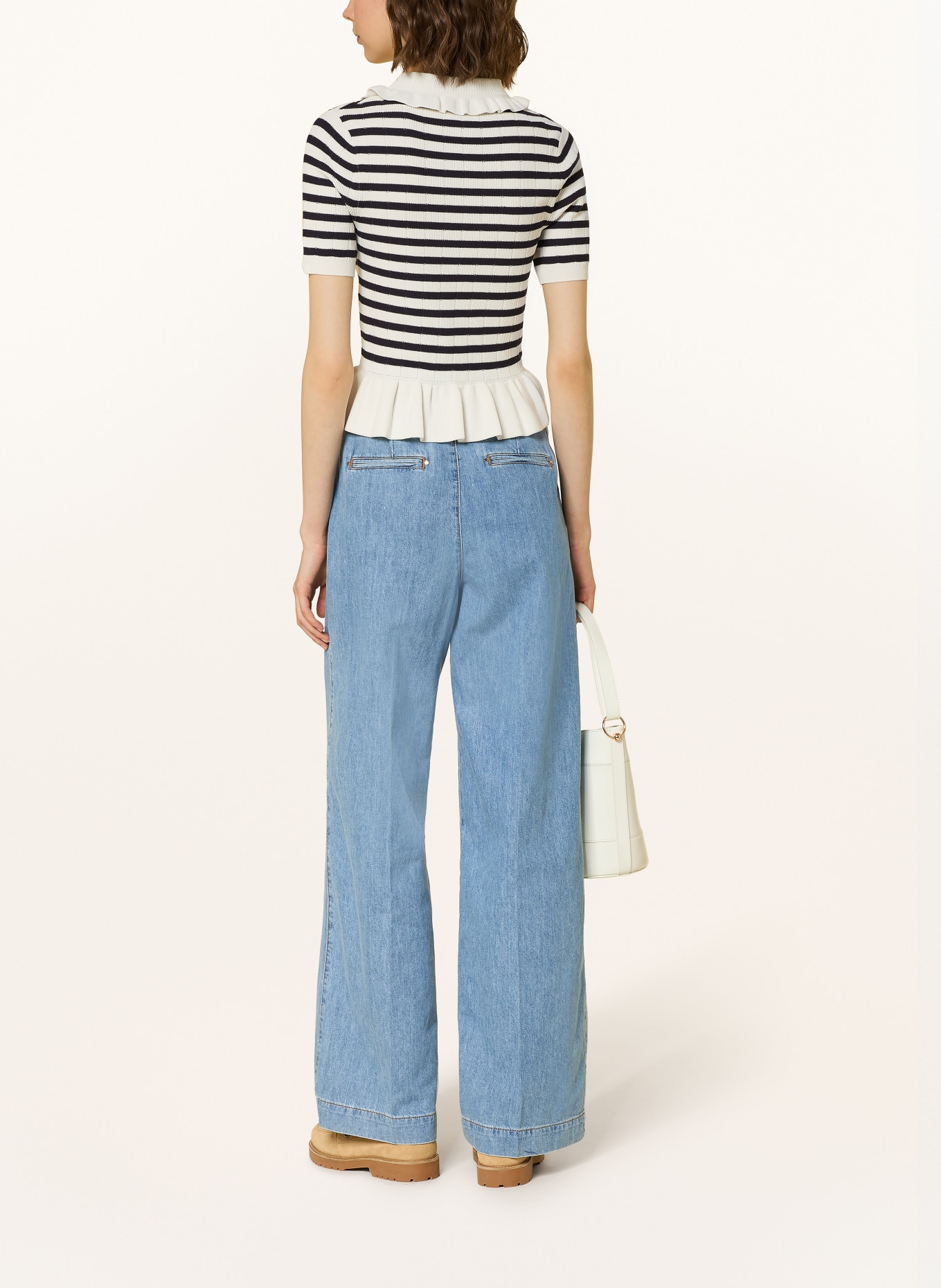 CLAUDIE PIERLOT Strickshirt mit Cut-outs: WEISS / SCHWARZ