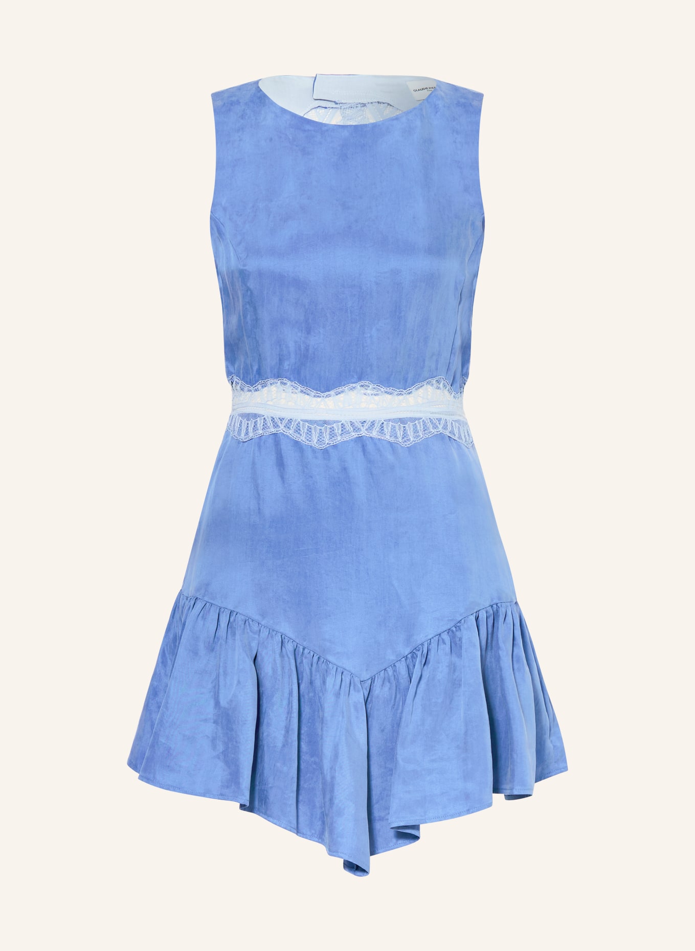 CLAUDIE PIERLOT Kleid mit Spitze und Rüschen: BLAU / HELLBLAU