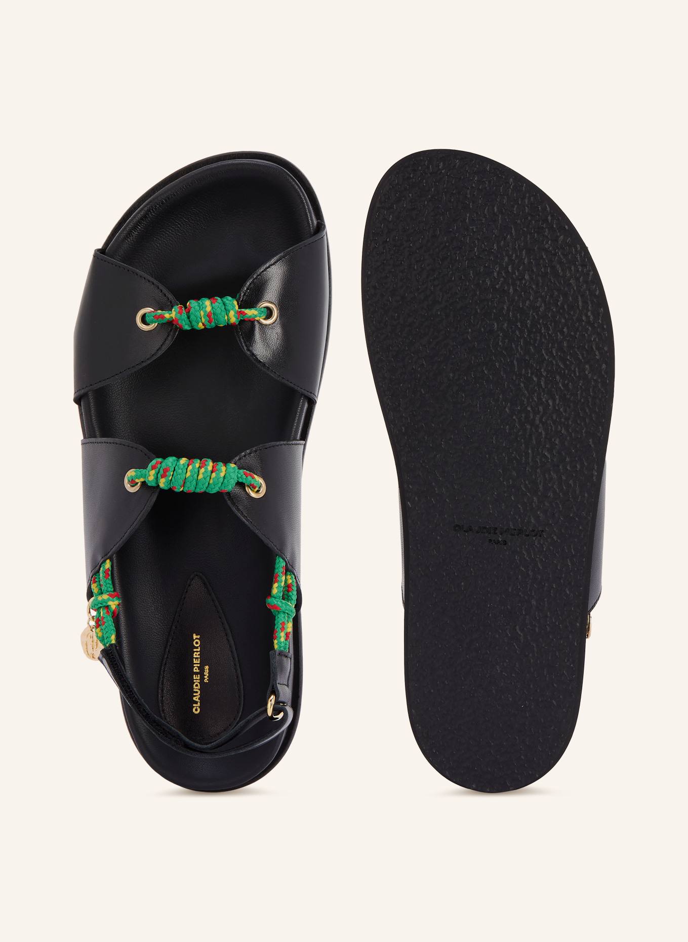 CLAUDIE PIERLOT Sandalen: SCHWARZ / GELB / GRÜN