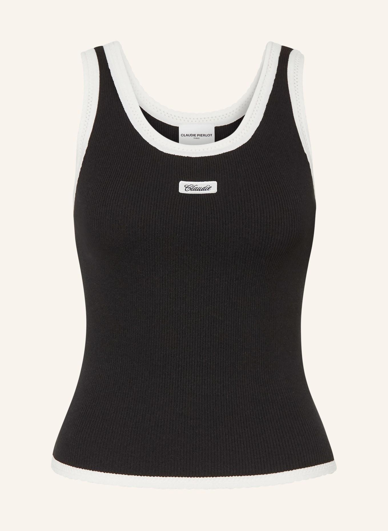 CLAUDIE PIERLOT Stricktop: SCHWARZ / ECRU