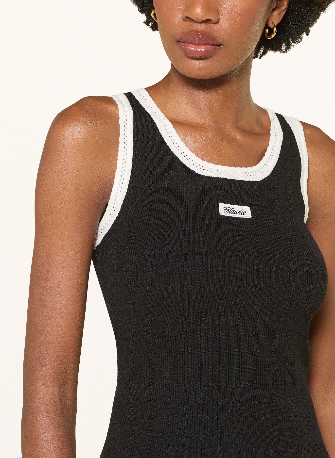 CLAUDIE PIERLOT Stricktop: SCHWARZ / ECRU