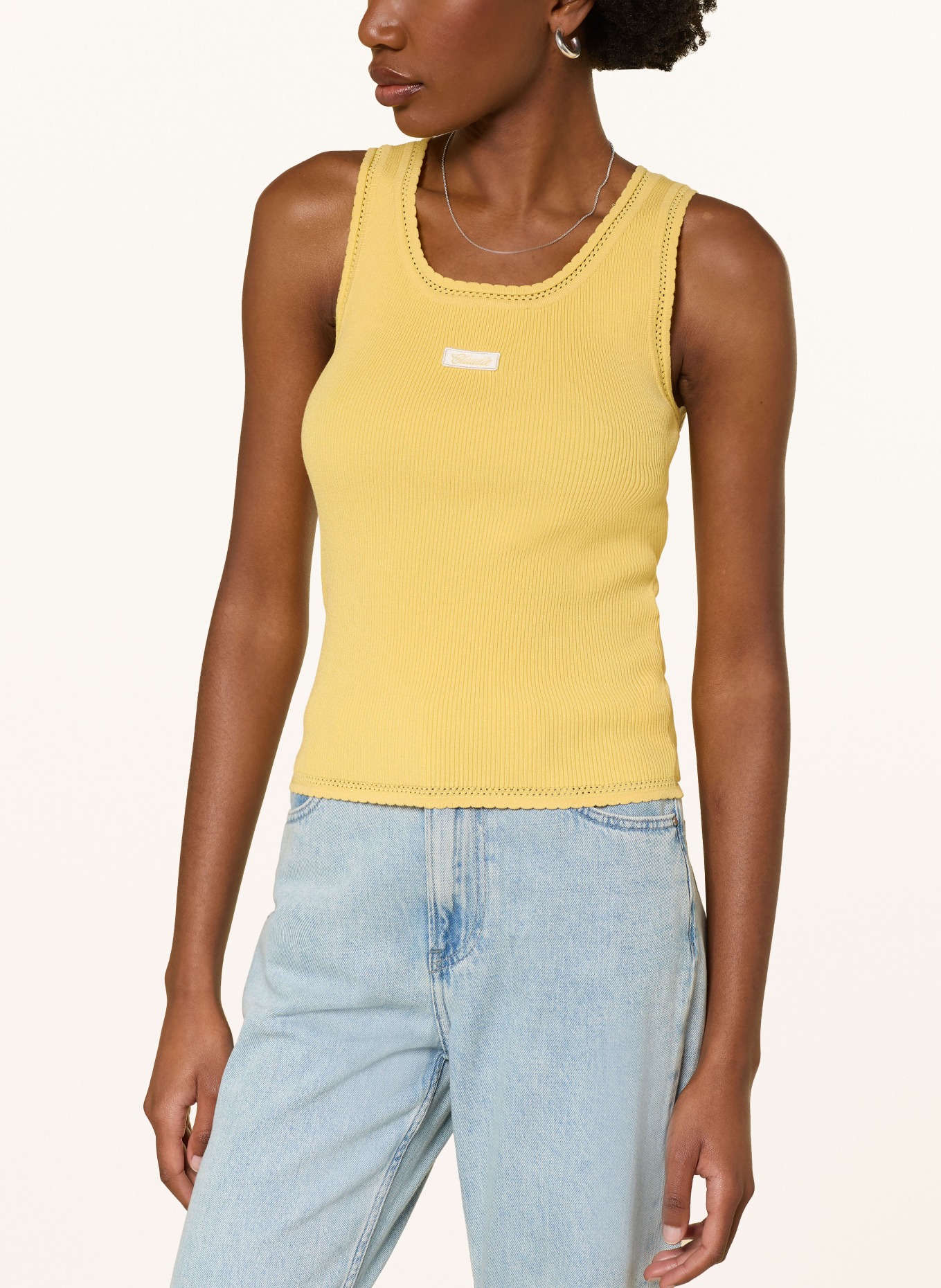 CLAUDIE PIERLOT dzianinowy top: ŻÓŁTY