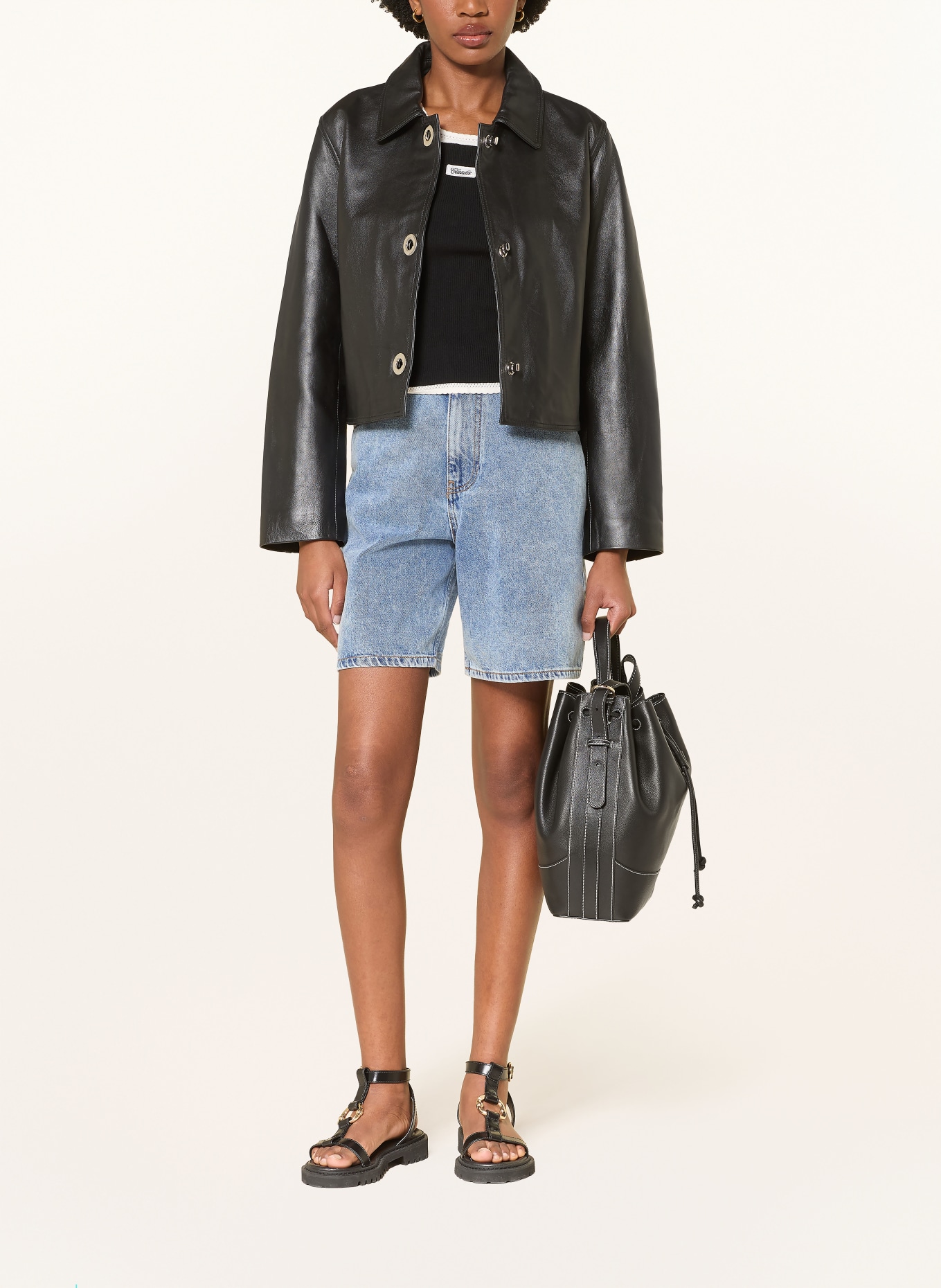 CLAUDIE PIERLOT Lederjacke: SCHWARZ