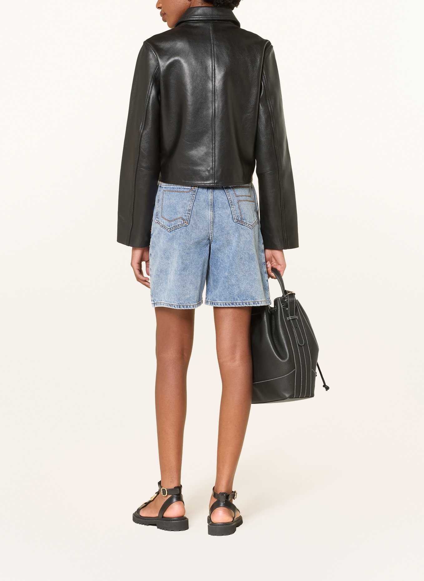 CLAUDIE PIERLOT Lederjacke: SCHWARZ