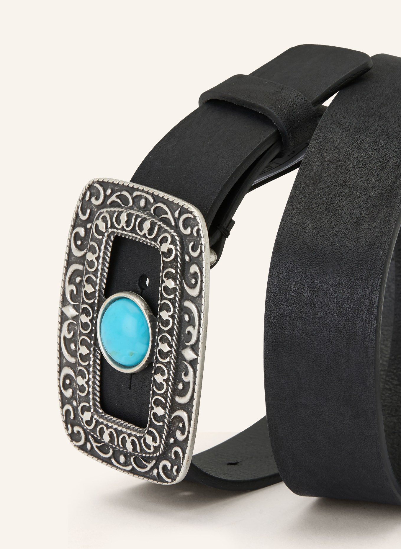 ba&sh Ledergürtel BONI: SCHWARZ / SILBER / TÜRKIS