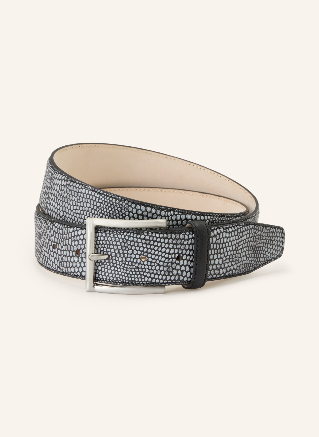 LINDENMANN Leren riem: GRIJS / ZILVER / ZWART