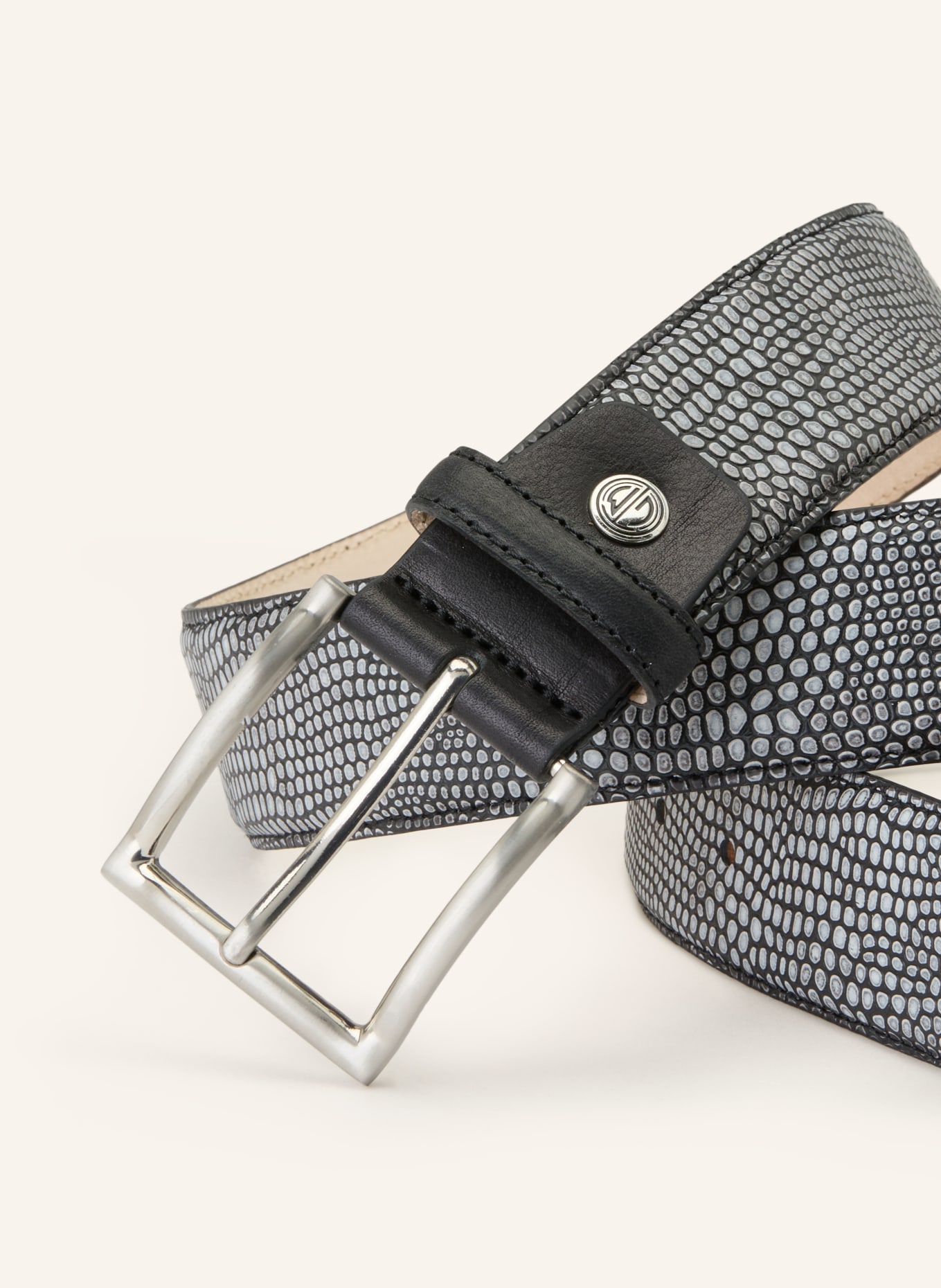 LINDENMANN Leren riem: GRIJS / ZILVER / ZWART