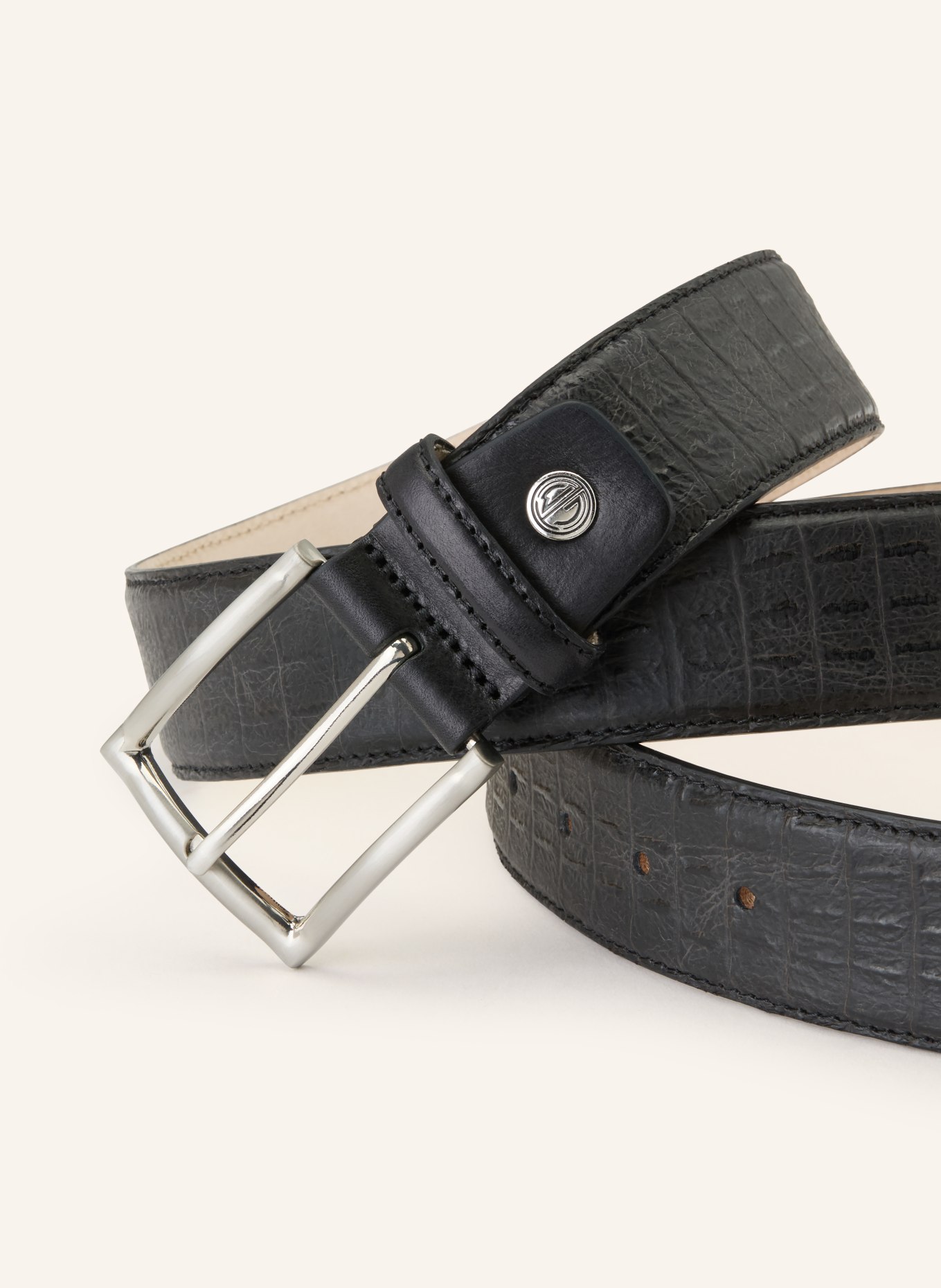 LINDENMANN Leren riem: ZWART