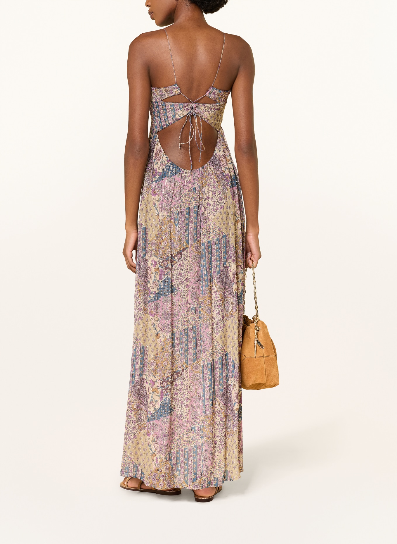 ba&sh Off-Shoulder-Kleid PIETRA mit Glitzergarn: LILA / GOLD / DUNKELBLAU