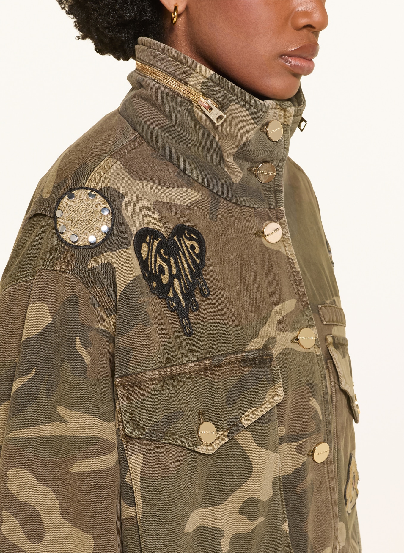 ALLSAINTS CLAY Denim Jacket: 5046 CAMO GREEN