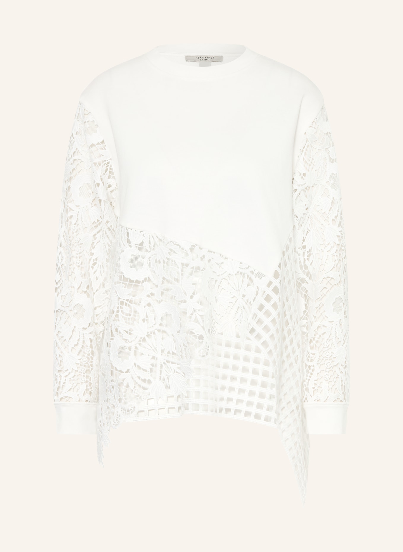 ALLSAINTS MALORIE-sweatshirt met kant: WIT