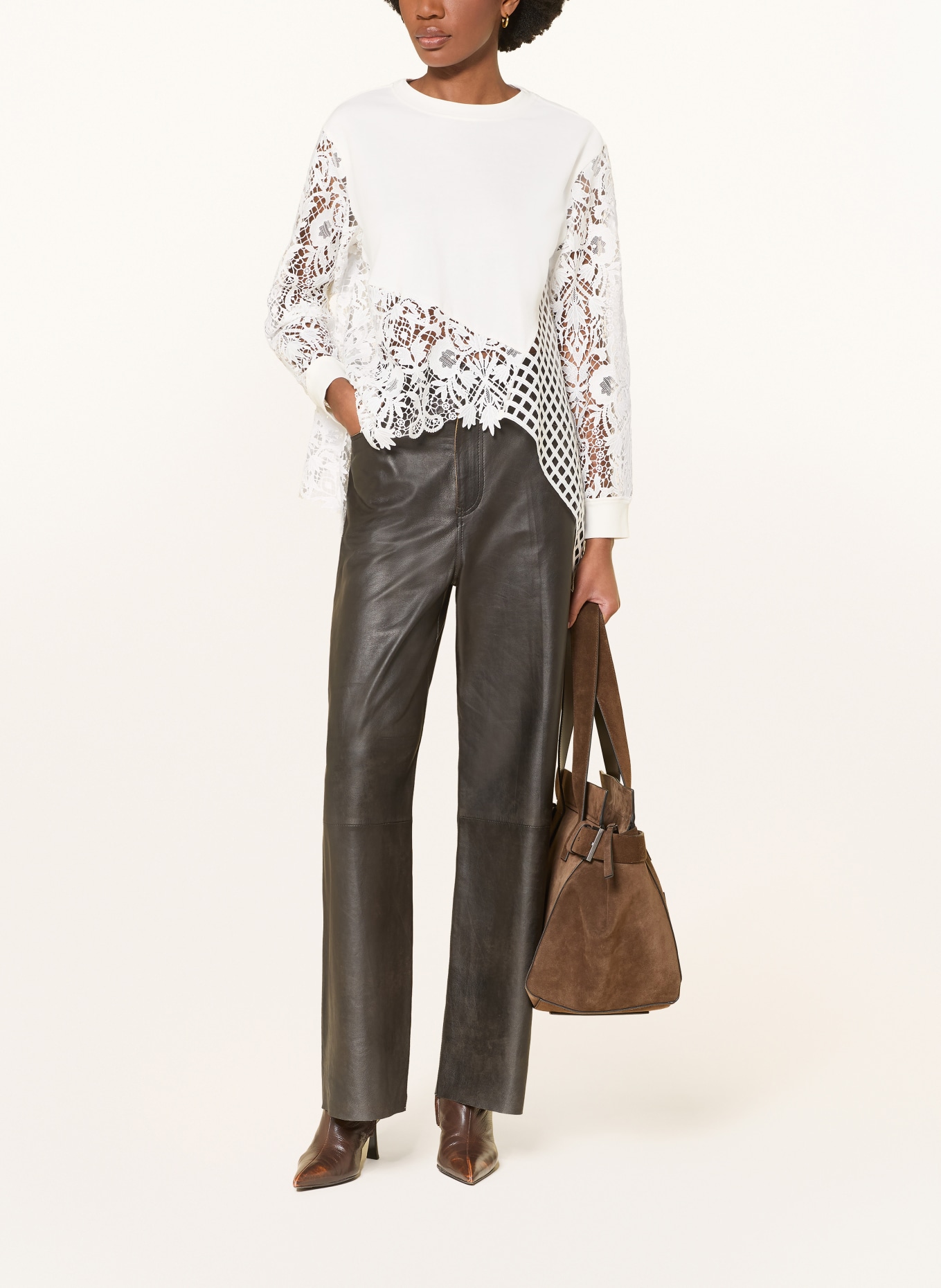 ALLSAINTS MALORIE-sweatshirt met kant: WIT