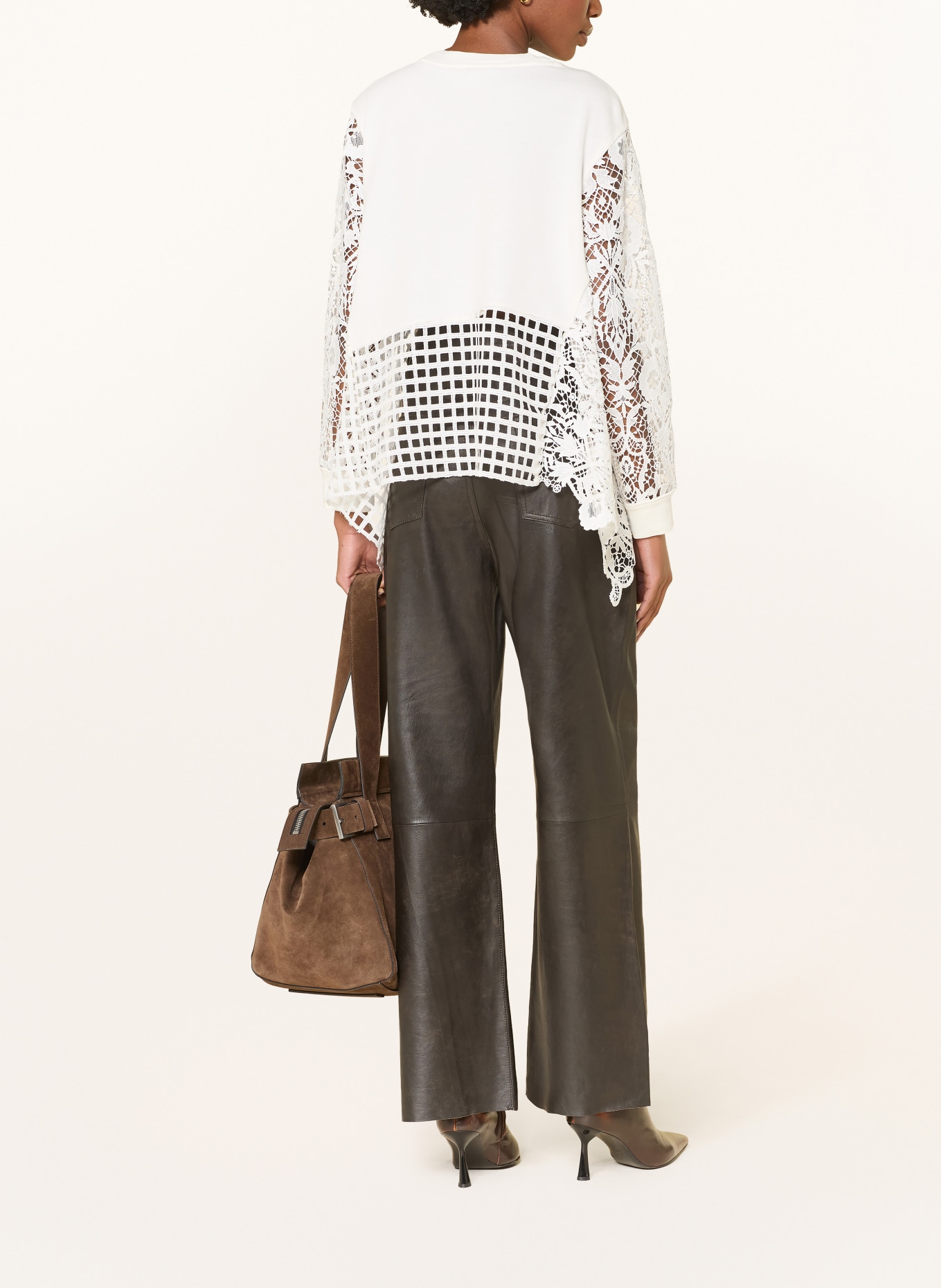 ALLSAINTS MALORIE-sweatshirt met kant: WIT