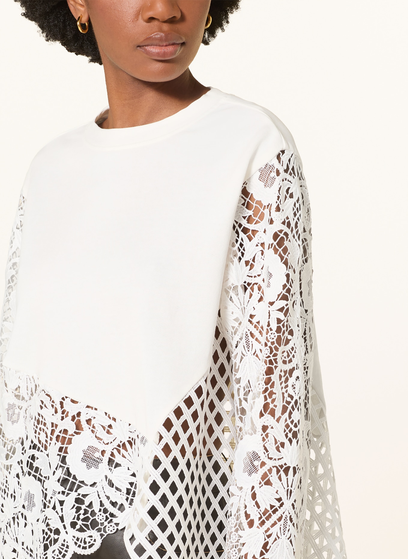 ALLSAINTS MALORIE-sweatshirt met kant: WIT