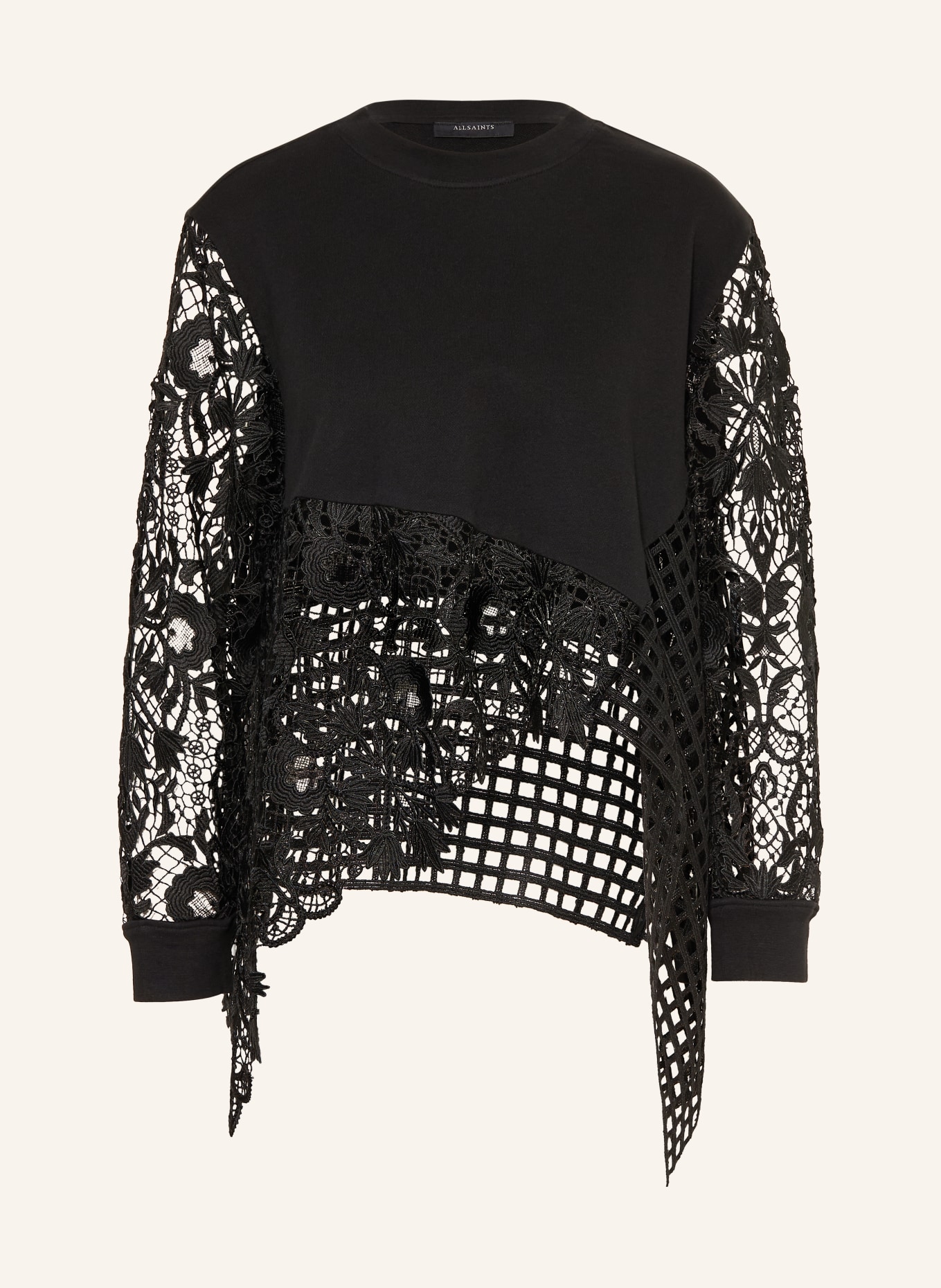 ALLSAINTS Sweatshirt MALORIE mit Spitze: SCHWARZ
