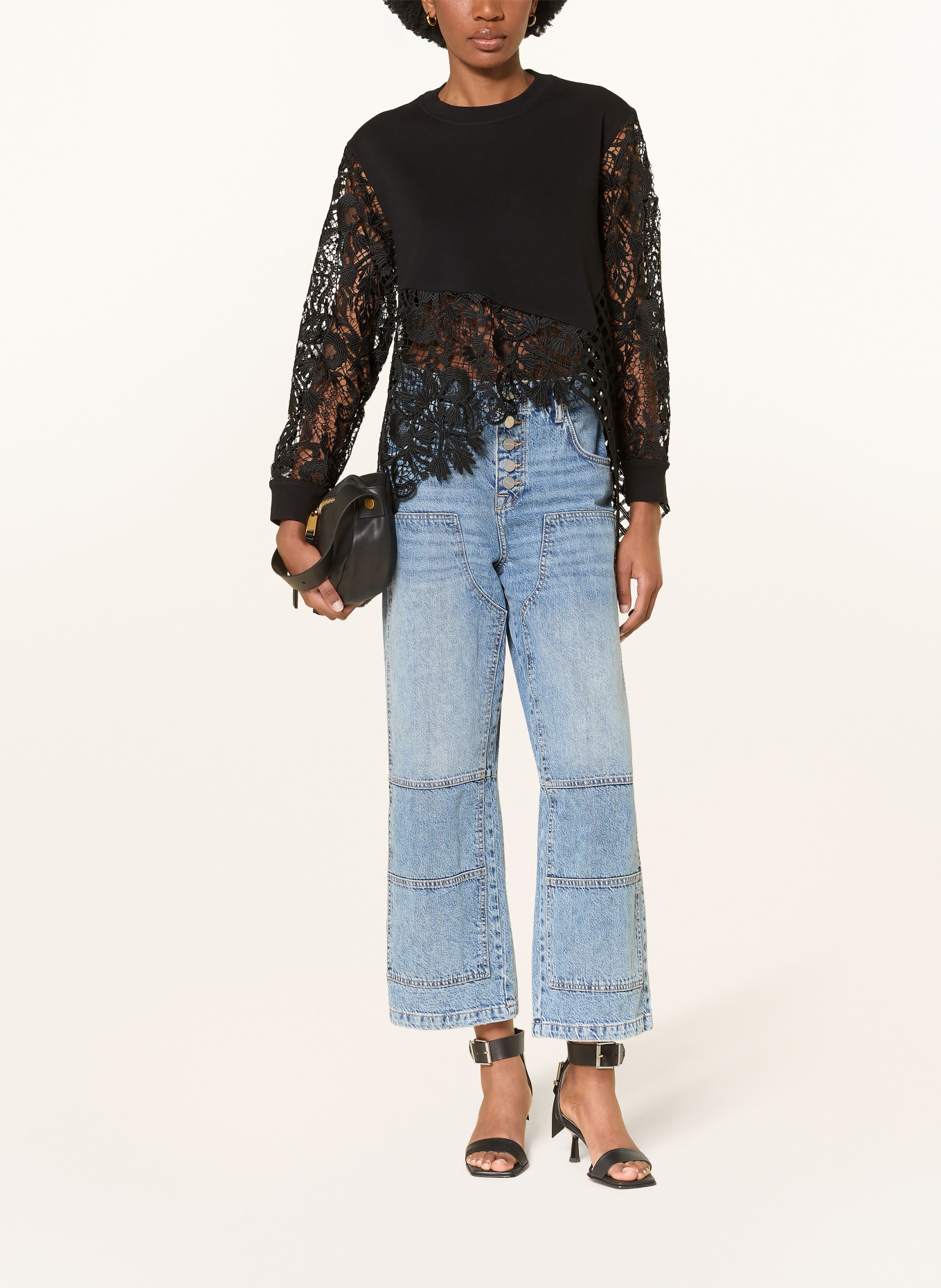 ALLSAINTS Sweatshirt MALORIE mit Spitze: SCHWARZ