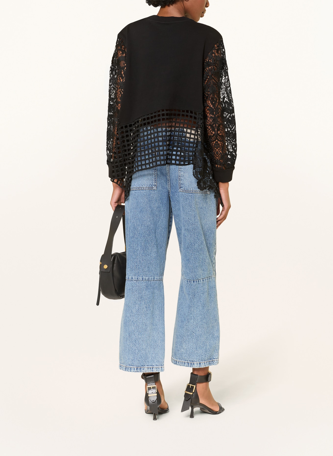 ALLSAINTS Sweatshirt MALORIE mit Spitze: SCHWARZ