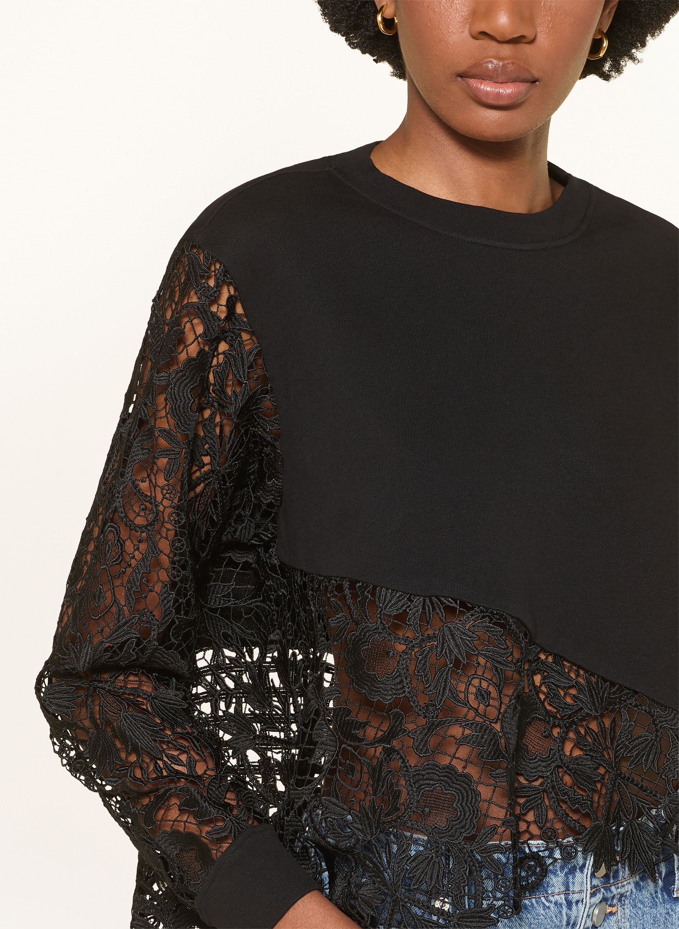 ALLSAINTS Sweatshirt MALORIE mit Spitze: SCHWARZ