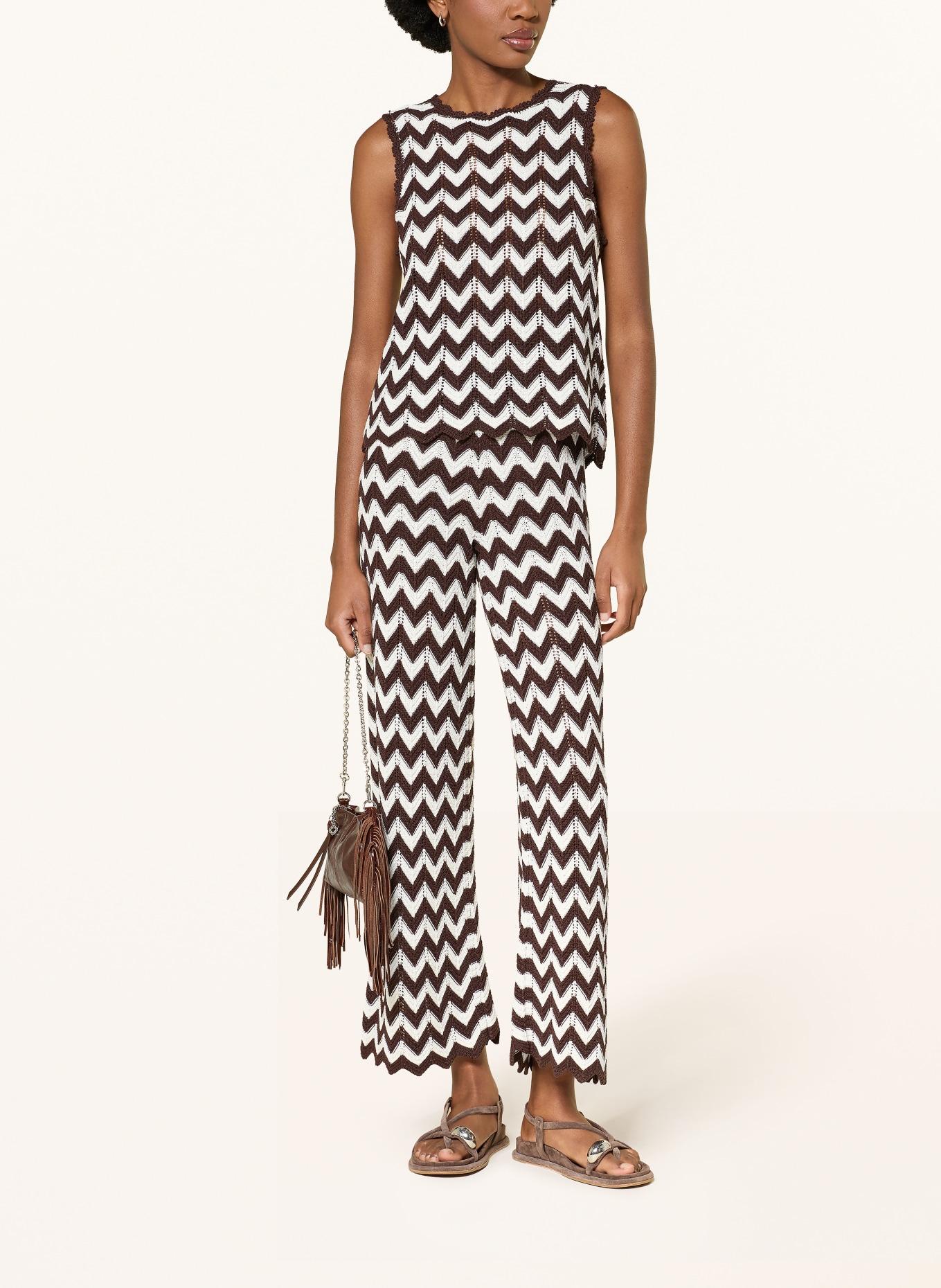 maje Strickhose: WEISS / DUNKELBRAUN