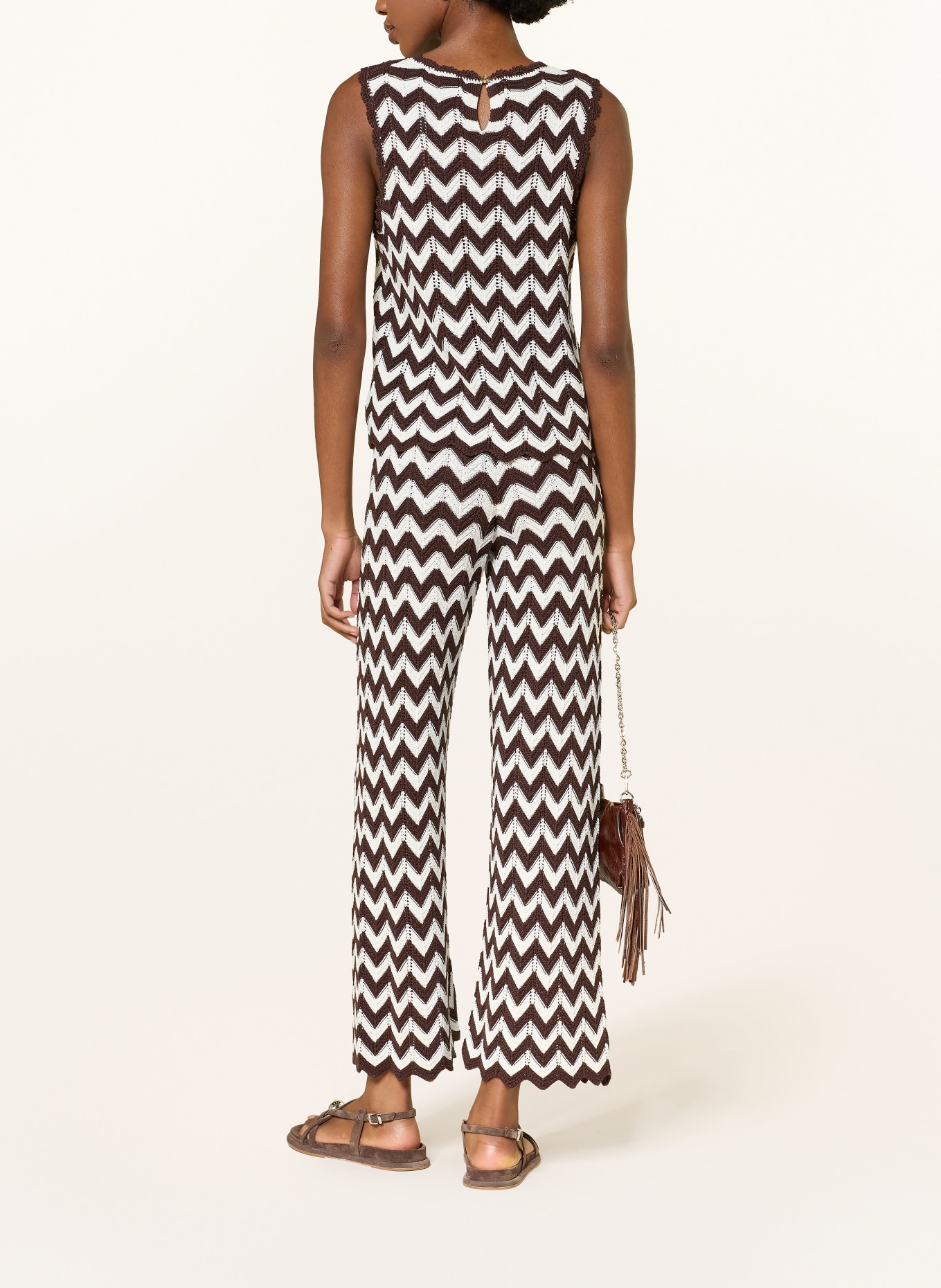 maje Strickhose: WEISS / DUNKELBRAUN